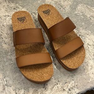 Reef Tan Cork Slide Sandals